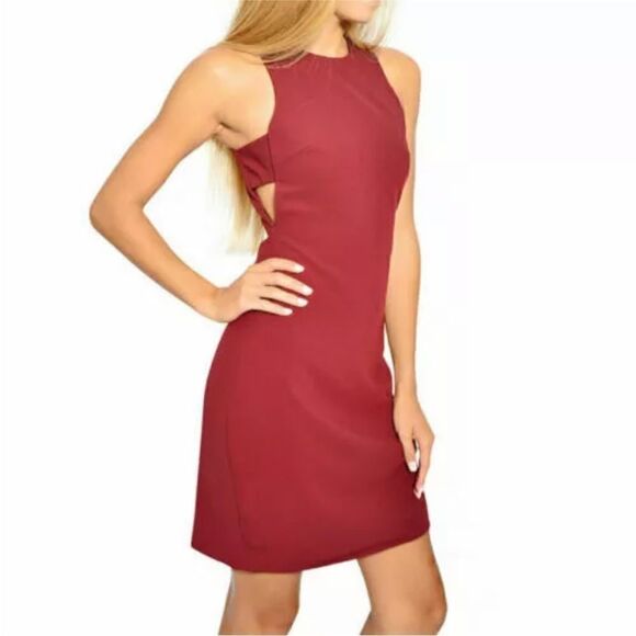 REVOLVE Bishop + Young Burgundy Cate Cut Out Mini Dress | Size M - Picture 1 of 10